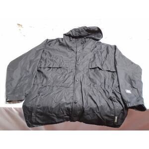 Helly Hansen Jacket Mens Large Black Packable Vented Hooded Windbreaker Outdoor